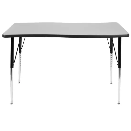 Emma and Oliver 28"W x 47.5"L Rectangle Wave Flexible Collaborative Adjustable Height Activity Table Grey {5}