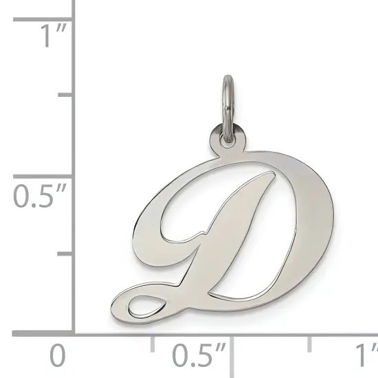 Sterling Silver Medium Script Initial Letter D Charm Jewerly 18mm x 19mm {5}