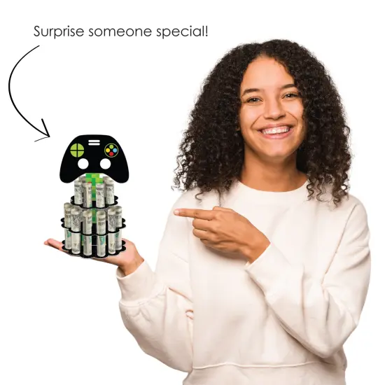 Big Dot of Happiness Game Zone - DIY Pixel Video Game Party or Birthday Party Money Holder Gift - Cash Cake {7}