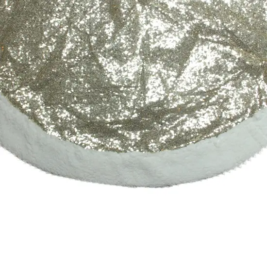 Northlight 47" Gold and White Round High Pile Fleece Border Christmas Tree Skirt {4}