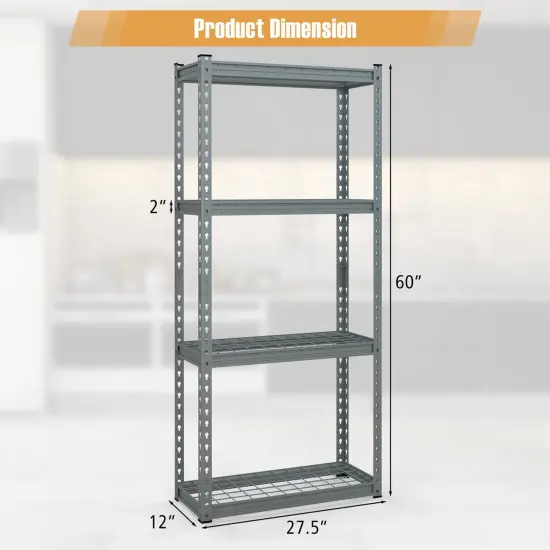 Costway 1/2/3/4 PCS 4-Tier Metal Shelving Unit Heavy Duty Wire Storage Rack with Anti-slip Foot Pads Grey {3}
