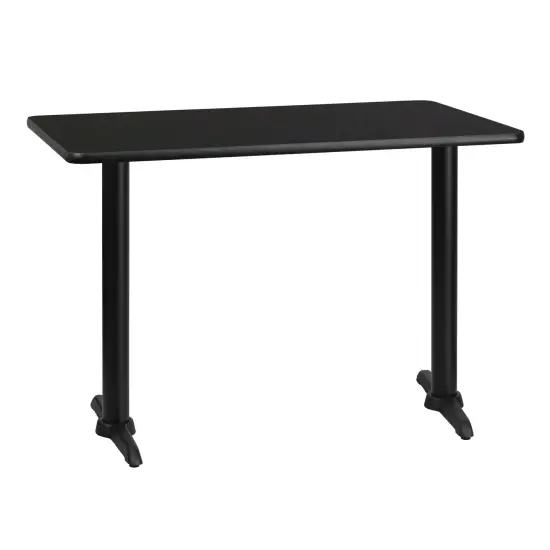 Emma and Oliver 30"x42" Rectangular Laminate Table with 5"x22" Table Height Bases Black {1}