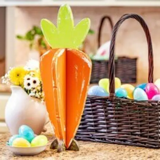 17 in. Unfinished Wooden Slotted Standing Carrot {4}