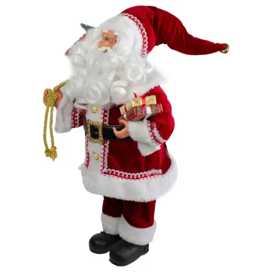 Northlight 18-Inch Standing Curly Beard Santa Christmas Figure with Presents Red {4}