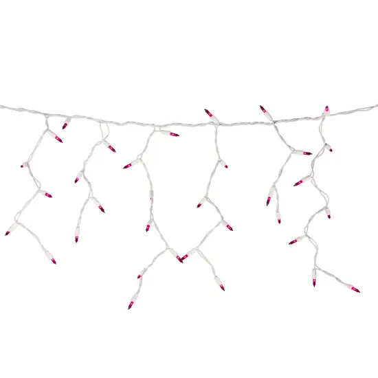 Brite Star Mini Icicle Christmas Lights - Pink - 7.75' White Wire - 100ct {5}