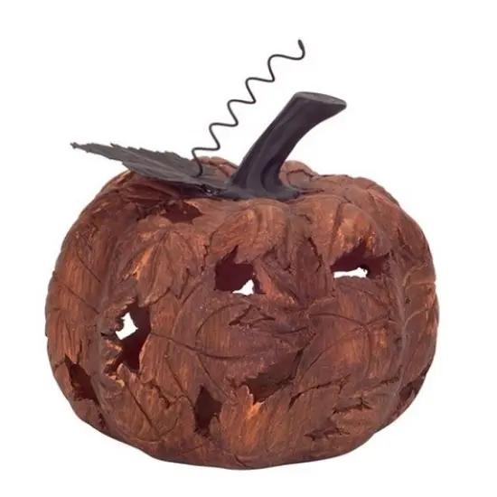 Melrose 7" Orange and Brown Autumn Harvest Maple Leaf Pumpkin Table Top Decoration {1}
