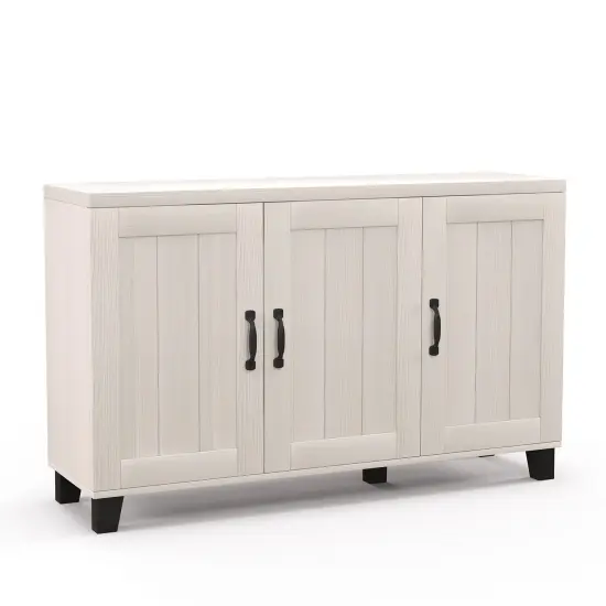 3-Door Buffet Sideboard with Adjustable Shelves and Anti-Tipping Kits-White Wash {3}