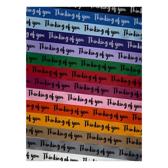 Thinking of You Cursive Script Satin Ribbon for Bows Gift Wrapping - 1" - 3 Yards Black Ribbon {1}