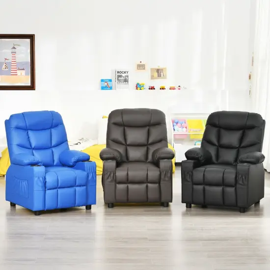 Kids Recliner Chair with Cup Holders Suitable for Children's Room, Living Room and Bedroom Blue {2}