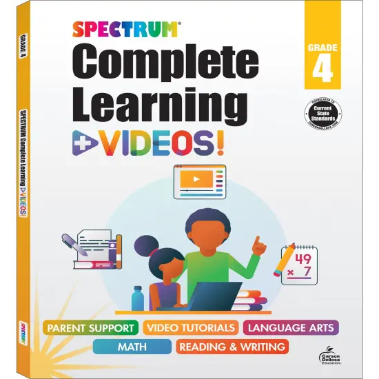 Spectrum Complete Learning + Videos 4th Grade Workbook, Language Arts, Reading Comprehension, Writing, and Math Book for Kids Ages 9-10 With Video Tutorials {1}