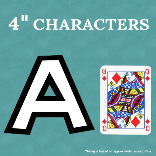 Carson Dellosa 219-Piece White with Black Trim Cutout Letters, 4" Upper and Lowercase Alphabet, Numbers, Punctuation, and Symbols for Bulletin Board, Posterboard, Party, and Classroom Decor {3}