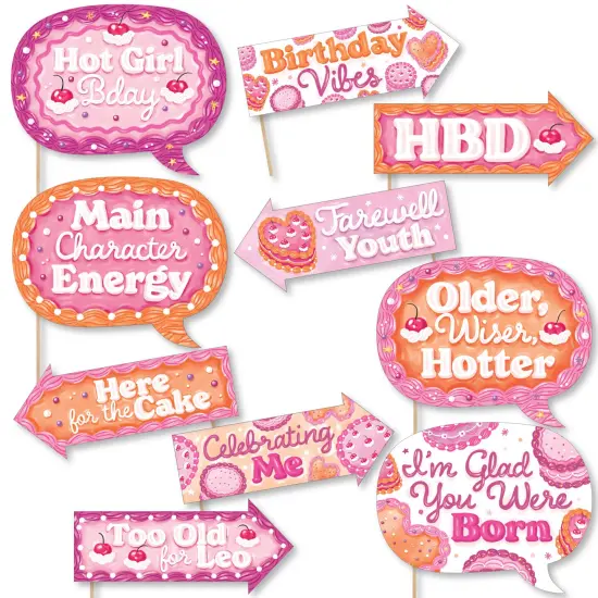 Big Dot of Happiness Funny Hot Girl Bday - Vintage Cake Birthday Party Photo Booth Props Kit - 10 Piece {1}