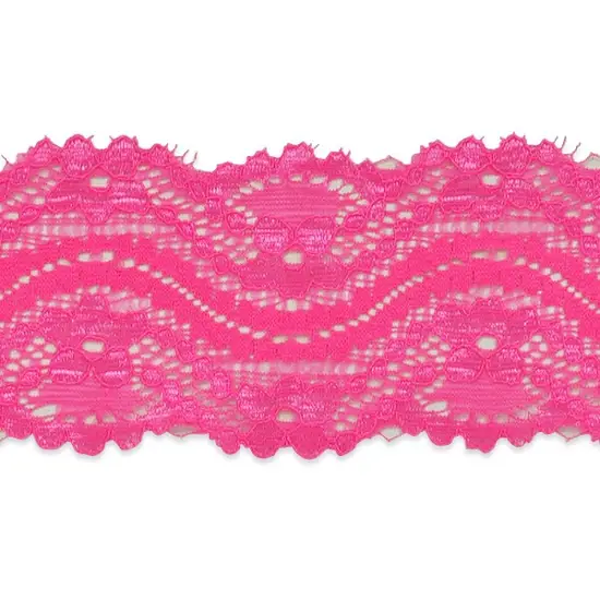 10 yards of Cora 2 1/4" Stretch Raschel Lace Trim | 10 yard cut Fuchsia {1}