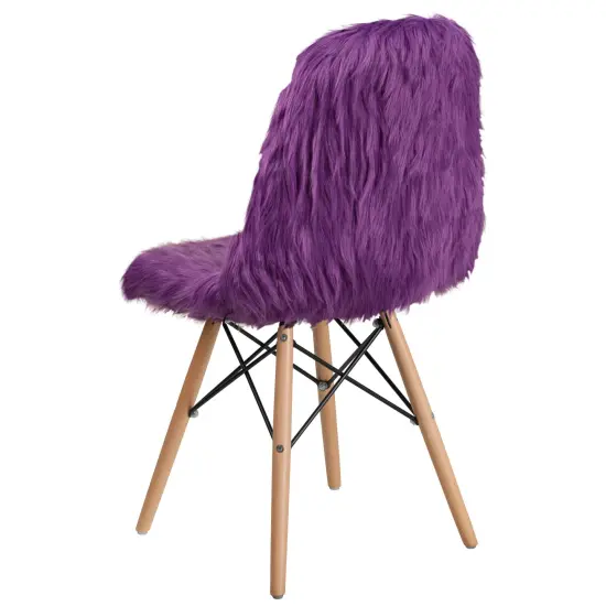 Emma and Oliver Shaggy Dog Fur Accent Chair Purple {4}