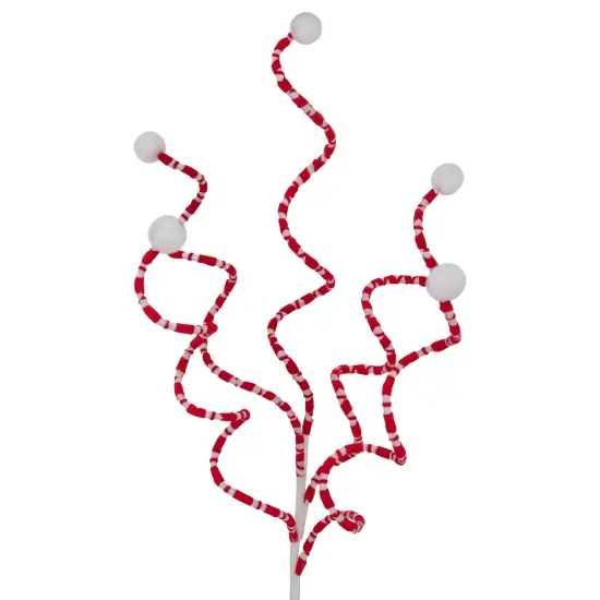Northlight 24" Red and White Striped Candy Cane Curls Christmas Spray {4}