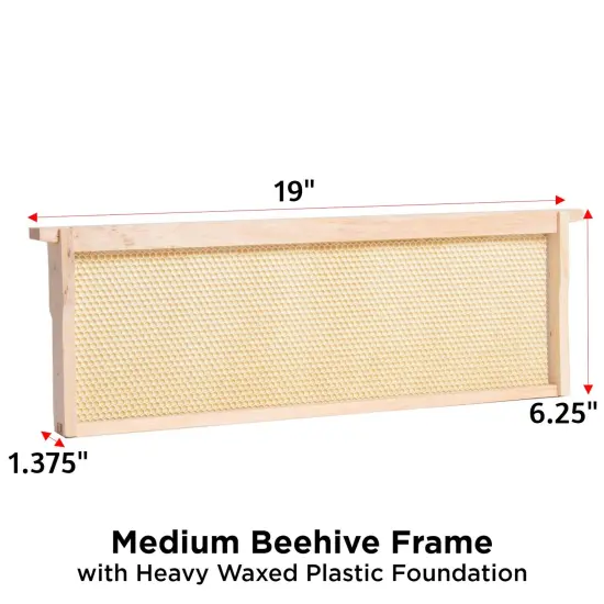 Stoney Acres Beekeeping Beehive Frame, Waxed Plastic Foundation, Medium Assembled, Honey Bee Hive, Amish Made {3}