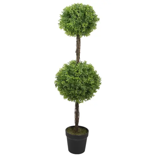 Northlight 36" Green Double Sphere Artificial Boxwood Topiary Potted Plant {1}
