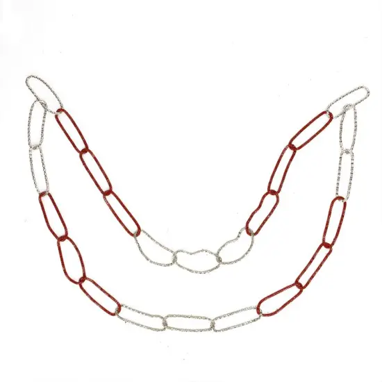 Roman 36" Red and Silver Round Loops Christmas Chain Garland - Unlit {1}