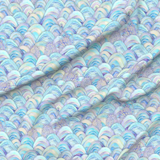 Various Fabrics by the Yard or Fat Quarter Watercolor Waves Sea Serpent Mythical Fantasy Dragon Pale Blue Lilac Custom Printed Fabric by Spoonflower {6}