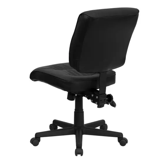Emma and Oliver Mid-Back Leather Multifunction Swivel Ergonomic Task Office Chair Black {4}