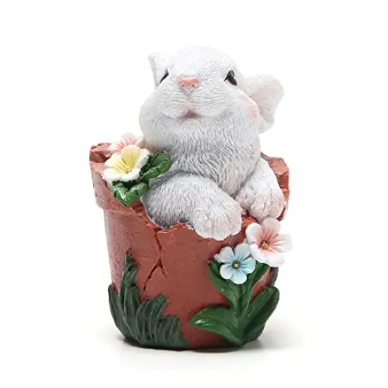 2 Pieces Easter Bunny Decorations Spring Home Decor Bunny Figurines(Spring Flower jar White Rabbit) {5}