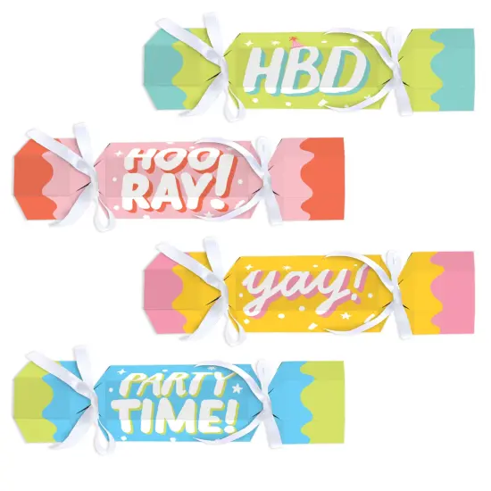 Big Dot of Happiness Party Time - No Snap Happy Birthday Party Table Favors - DIY Cracker Boxes - Set of 12 {1}