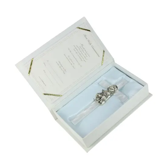 Roman Girl's Mother of Pearl First Communion Wall Cross White {4}