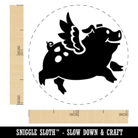 Flying Pig with Wings Self-Inking Rubber Stamp for Stamping Crafting Planners Red {1}