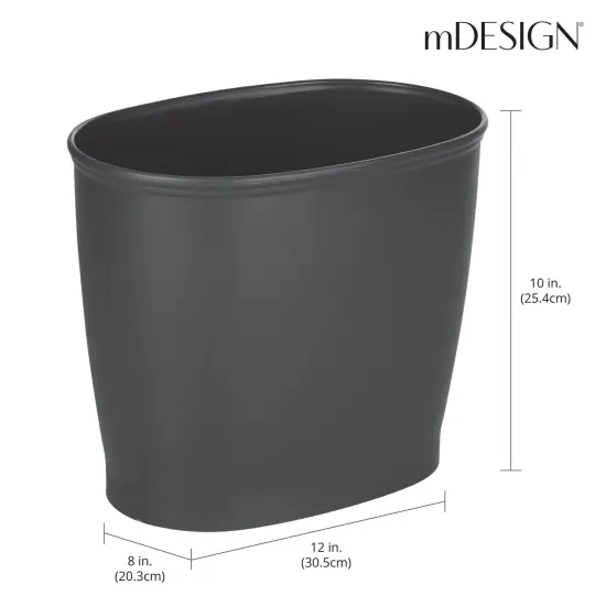 mDesign Plastic 2.25 Gallon Slim Trash Can Garbage Wastebasket Bin {3}