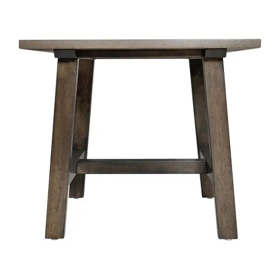 Merrick Lane Mabel Farmhouse Trestle End Table, Solid Wood Rustic Accent Table Dark Gray {3}