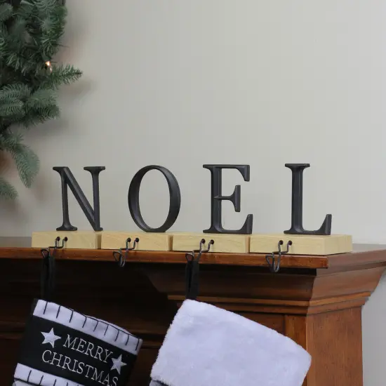 Northlight Metal Lettered "NOEL" Christmas Wooden Stocking Holders - 6" - Set of 4 Brown {4}