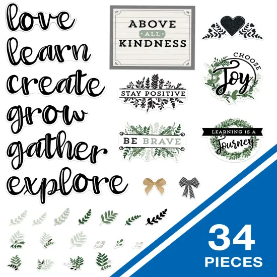 Carson Dellosa 34 pc Bundle of Farmhouse Decor for Bulletin Board, Positive Affirmations, Motivational Poster, Eucalyptus, and More Classroom Decorations {2}