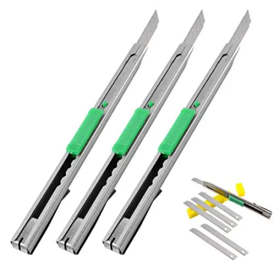 eZthings Heavy Duty 9mm Snap Off Blades Box Cutters Set for Cutting Materials: Wallpaper, Vinyl, Leather, Shrink-wrap Cutter Blades {2}