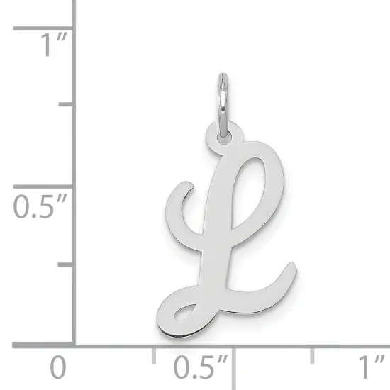 14K White Gold Medium Script Initial Letter L Charm Jewerly 19mm x 10mm {5}