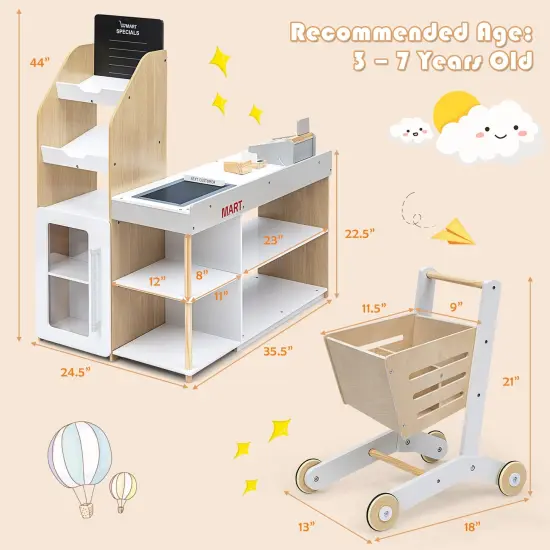 Grocery Store Playset Pretend Play Supermarket Shopping Set {2}