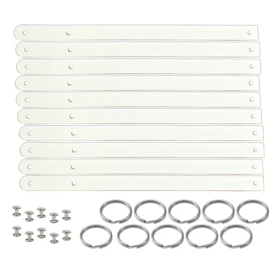 1/2" Blank Leather Keychains Kit - 10 Pre-Cut Blank Keyrings for Stamping & Engraving White {1}