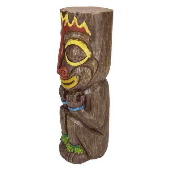 Northlight 16" Solar Lighted Polynesian Outdoor Garden Fire Tiki Statue Brown {4}