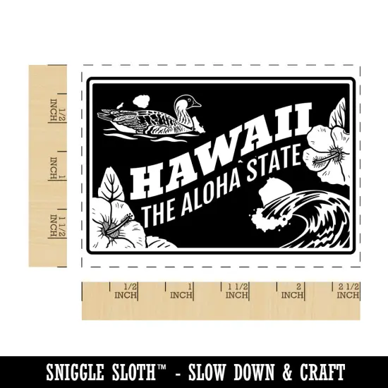 Hawaii Aloha Goose Pua Aloalo Hawaiian United States Rectangle Rubber Stamp for Stamping Crafting {1}