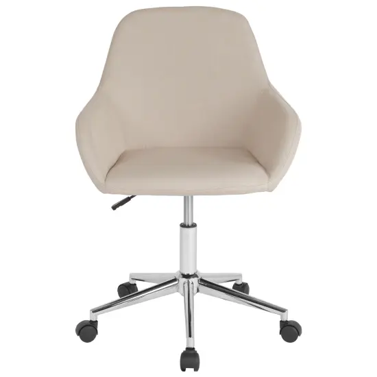Merrick Lane Roma Home Office Bucket Style Chair with 360 Degree Rotating Swivel Beige Fabric {3}