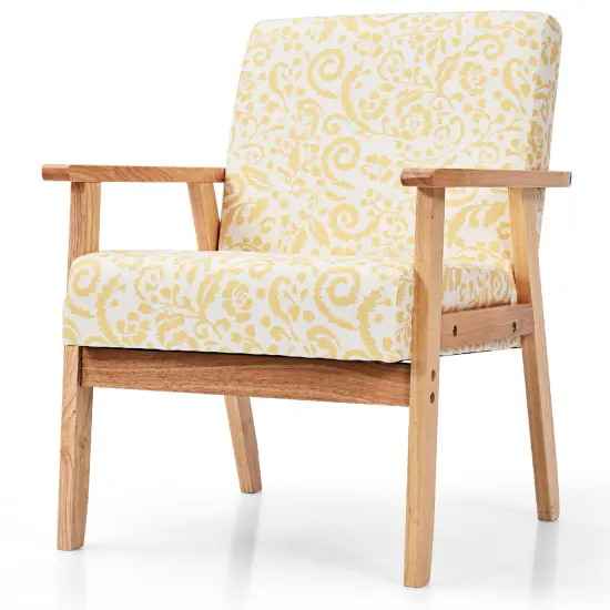 Costway 2PCS Accent Armchair Upholstered Chair Home Office w/ Wooden Frame White/Blue/Yellow {6}