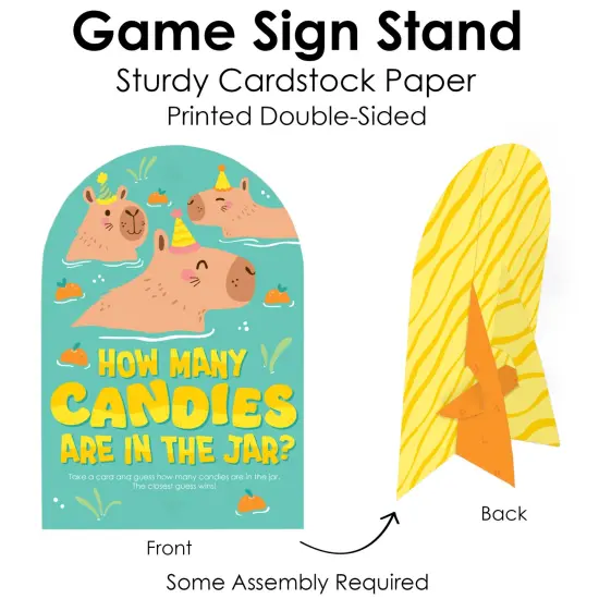 Big Dot of Happiness Capy Birthday - How Many Candies Capybara Party Game - 1 Stand and 40 Cards - Candy Guessing Game {6}