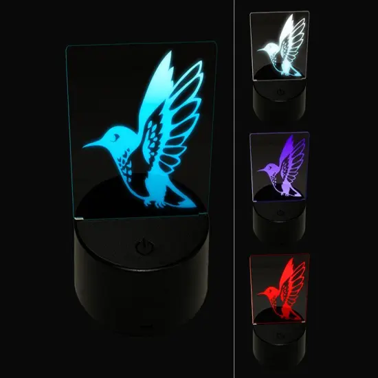 Hummingbird in Flight 3D Illusion LED Night Light Sign Nightstand Desk Lamp {1}