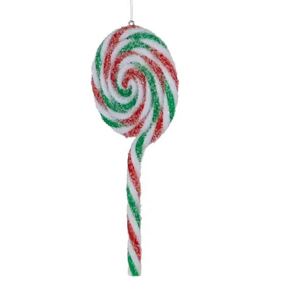 Northlight 6ct Frosted White, Green and Red Lollipop Christmas Ornaments 7" {6}