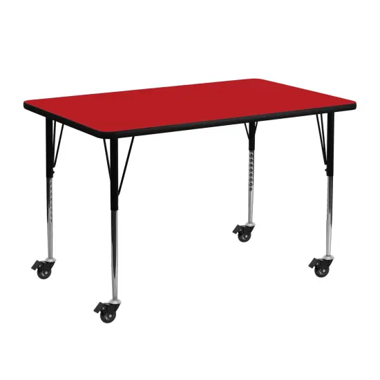 Emma and Oliver Mobile 24x48 Rectangle HP Laminate Adjustable Activity Table Gray {3}