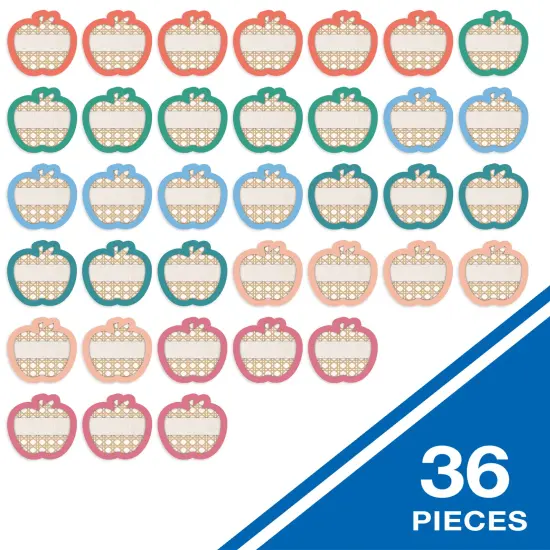 Carson Dellosa True to You 36PC Apple Cutouts, Wicker Farmhouse Accents for Bulletin Board and Locker Decorations, Name Labels for School, Classroom Decor and Teacher Supplies {2}