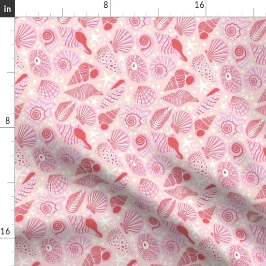 Various Fabrics by the Yard or Fat Quarter Coastal Shells Blush Pink Beach Summer Nautical Maritime Medium Scale Custom Printed Fabric by Spoonflower {2}