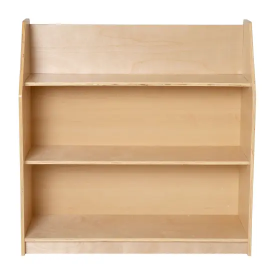Emma and Oliver Kid's Bookshelf or Toy Storage Shelf for Bedroom or Playroom in Wood Finish with Safe, Kid-Friendly Curved Edges Natural {6}