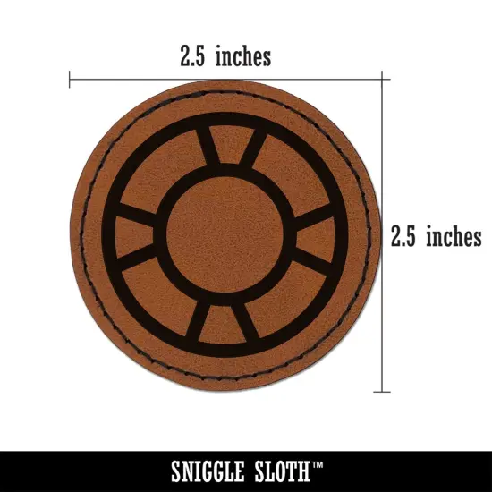 Life Preserver Summer Round Iron-On Engraved Faux Leather Patch Applique - 2.5" Brown {3}