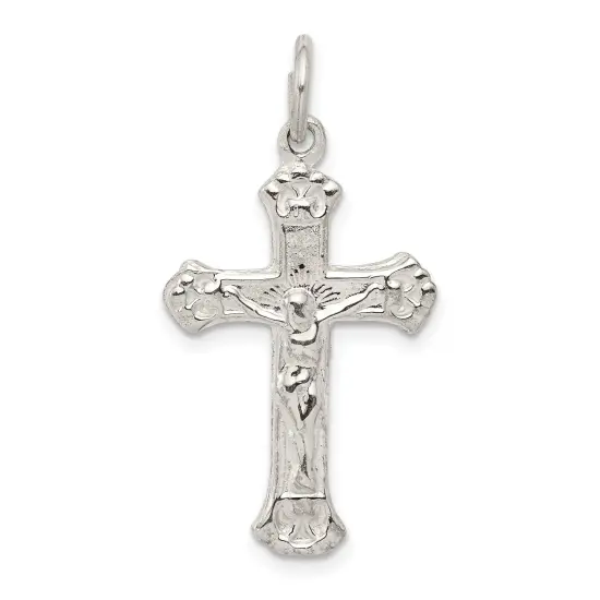 Sterling Silver Crucifix Charm Religious Jewelry 32mm x 16mm {1}