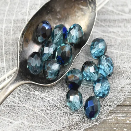 Aquamarine Azuro Fire Polished Round Beads - 6mm, 8mm or 10mm {2}